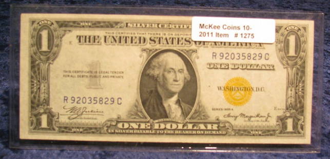 1275. 1935A $1. Silver Certificate (Yellow Seal) EF.: 1275. 1935A $1. Silver Certificate (Yellow Seal) EF.