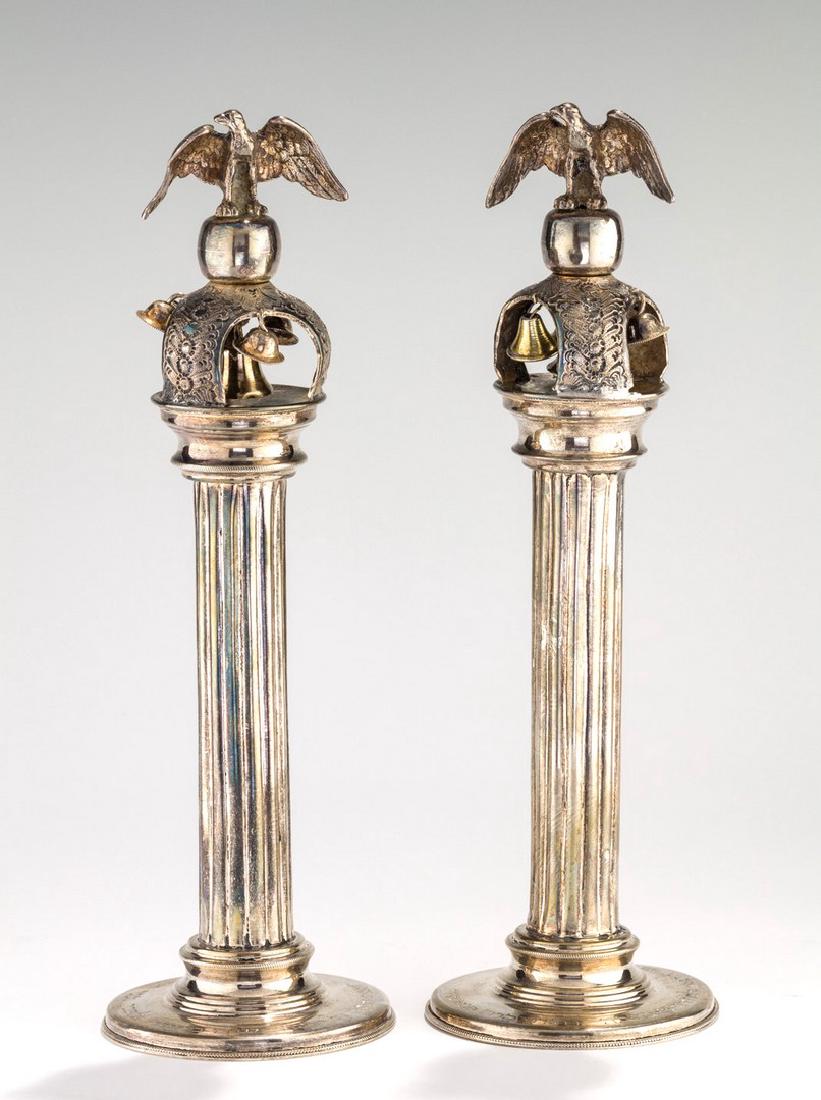 A PAIR OF SILVER TORAH FINIALS. Germany, c. 1900. On (1 of 1)