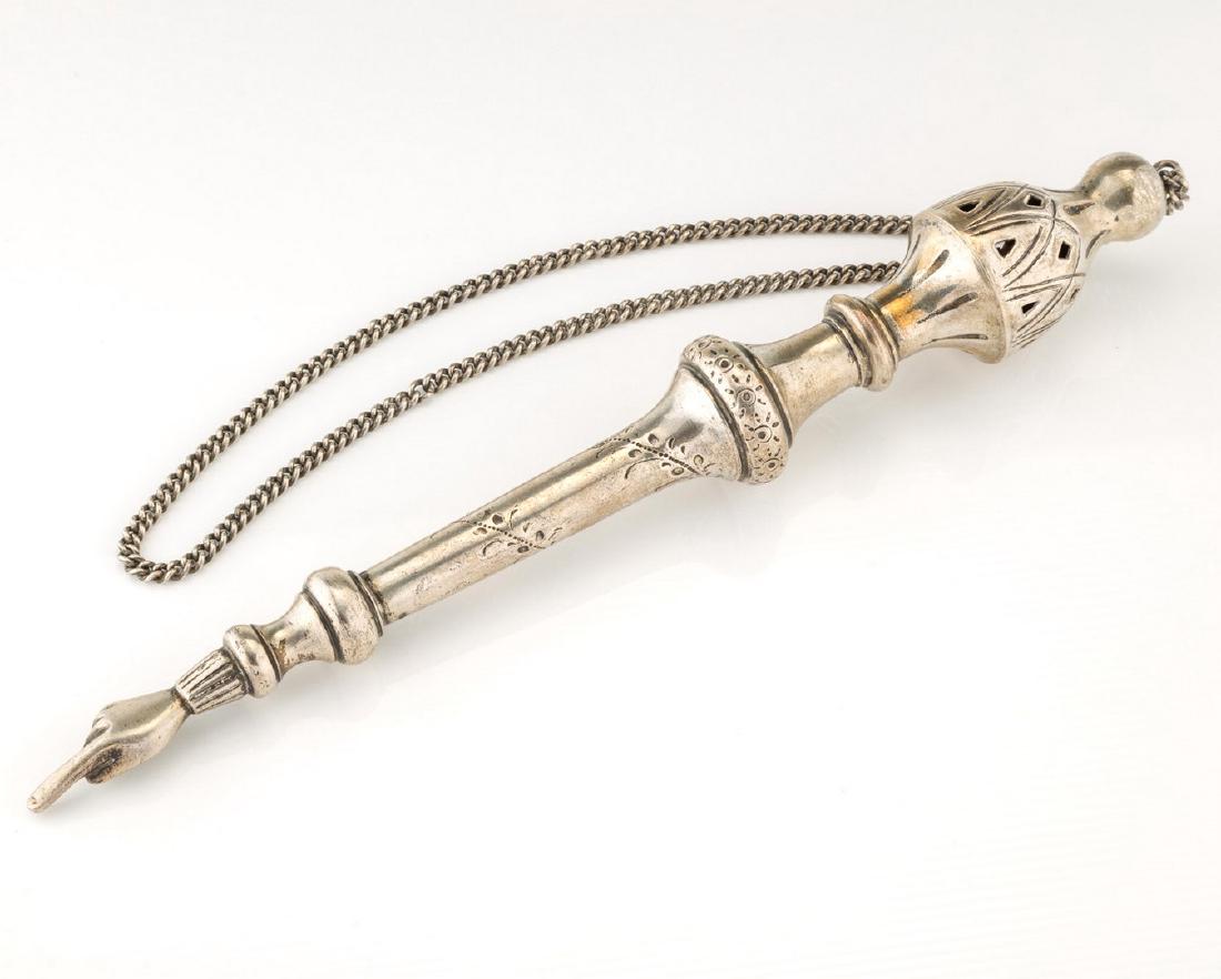A LARGE SILVER TORAH POINTER. Vienna, c. 1900. The grip (1 of 1)