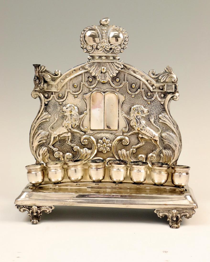 A SILVERPLATED CHANUKAH LAMP. Probably Warsaw, 20th (1 of 1)