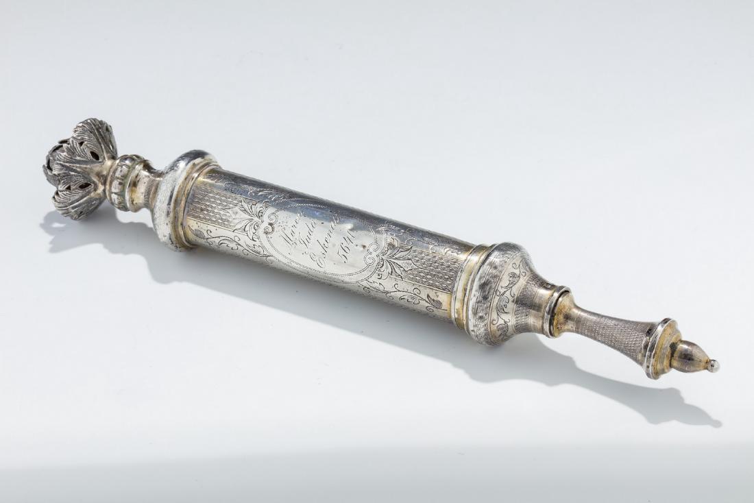 A LARGE PARCEL GILT MEGILLAH CASE. Vienna, 1880. Engine (1 of 1)