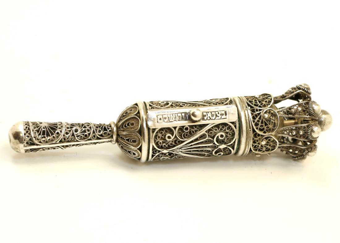 A SILVER MEGILLAH CASE WITH ORIGINAL MEGILLAH BY (1 of 1)