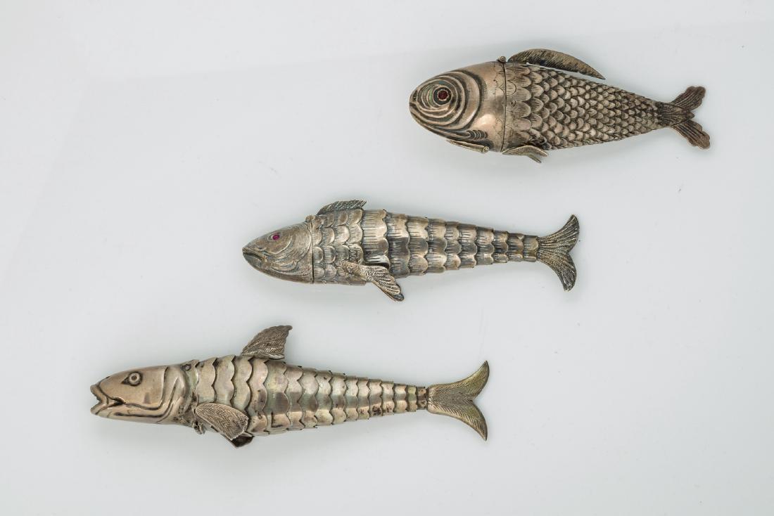 THREE FISH SHAPED SPICE CONTAINERS. Central Europe, c. (1 of 1)