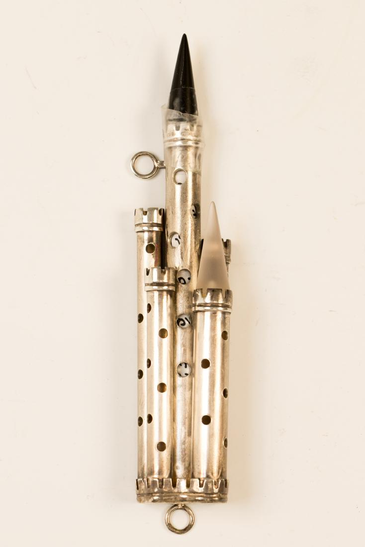 56. A HAND MADE STERLING SILVER MEZUZAH. Probably (1 of 1)