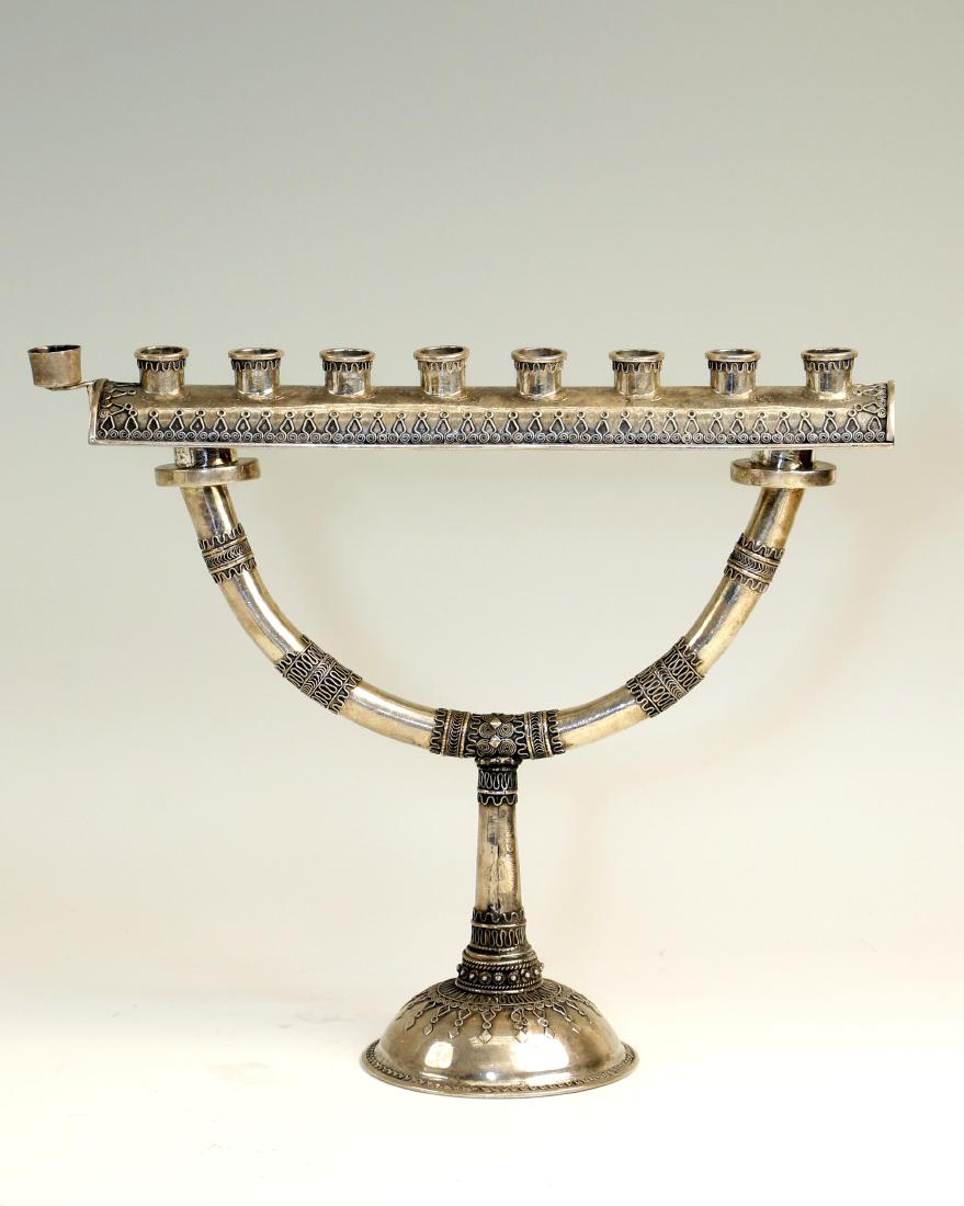 A STERLING SILVER CHANUKAH MENORAH BY THE BEZALEL (1 of 1)