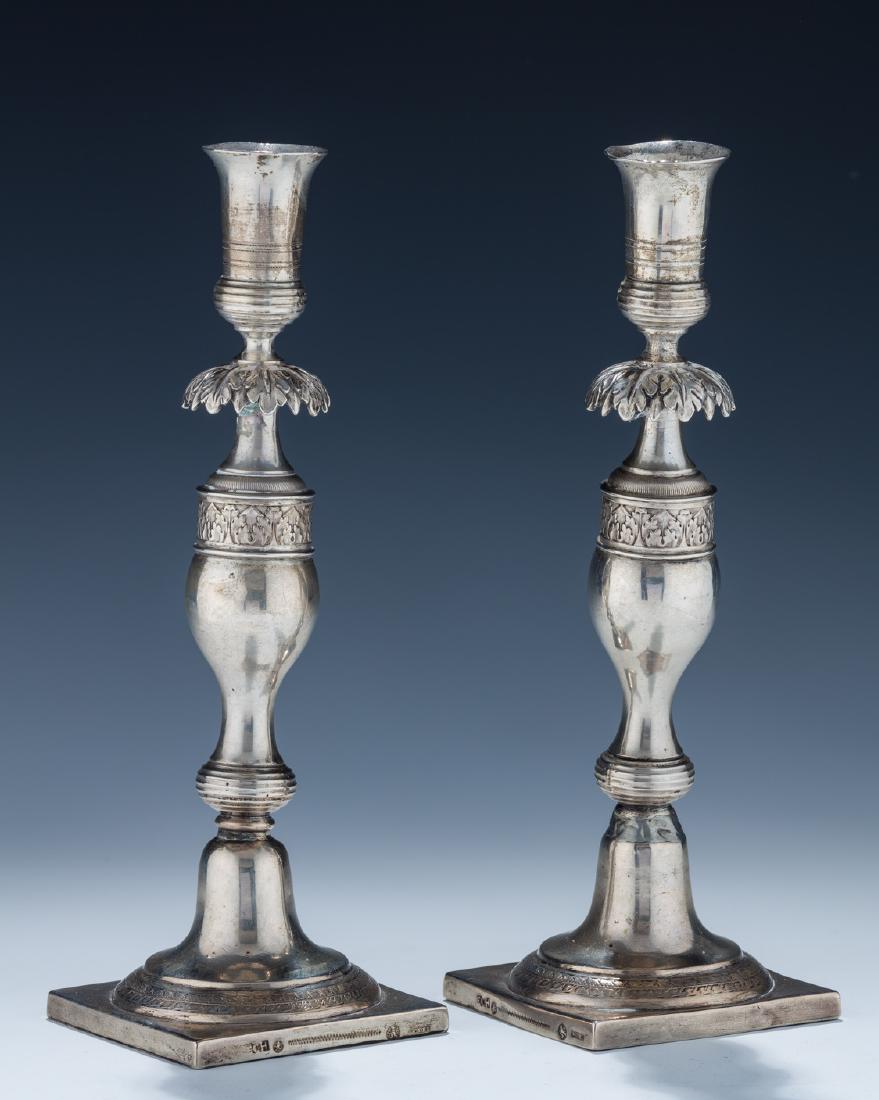 A PAIR OF SILVER CANDLESTICKS. Berlin, c. 1820. Each on (1 of 1)