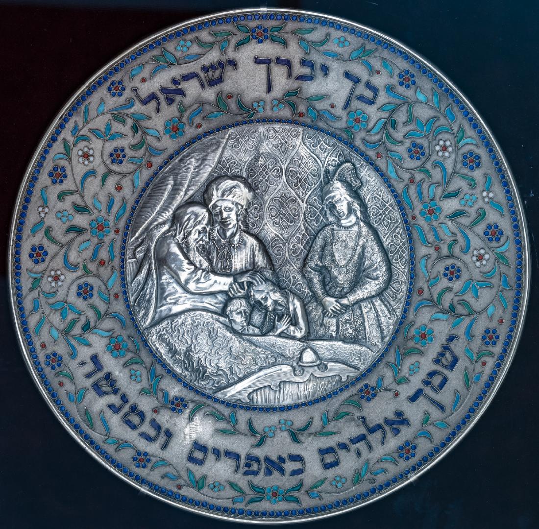 A STERLING SILVER AND ENAMEL PLAQUE BY HENRYK WINOGRAD. (1 of 1)