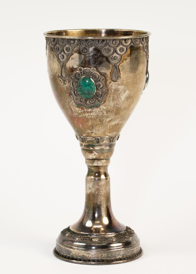 A MASSIVE STERLING SILVER KIDDUSH GOBLET. Israel, c.