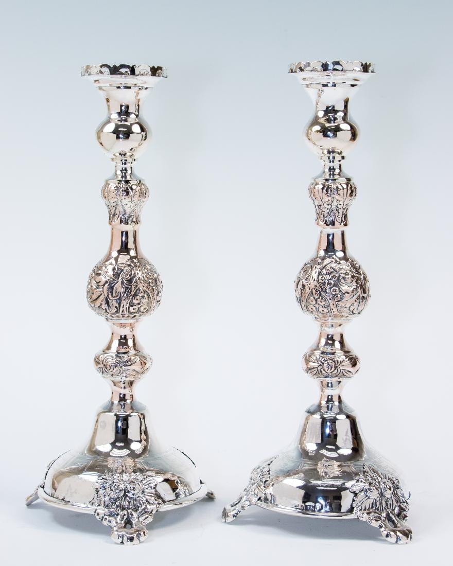 A PAIR OF LARGE SILVER CANDLESTICKS. Russia, 1892. On (1 of 1)