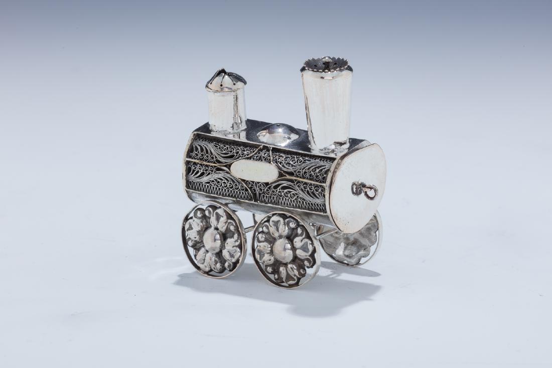 A SILVER SPICE CONTAINER. Poland, c. 1880. In the shape (1 of 1)