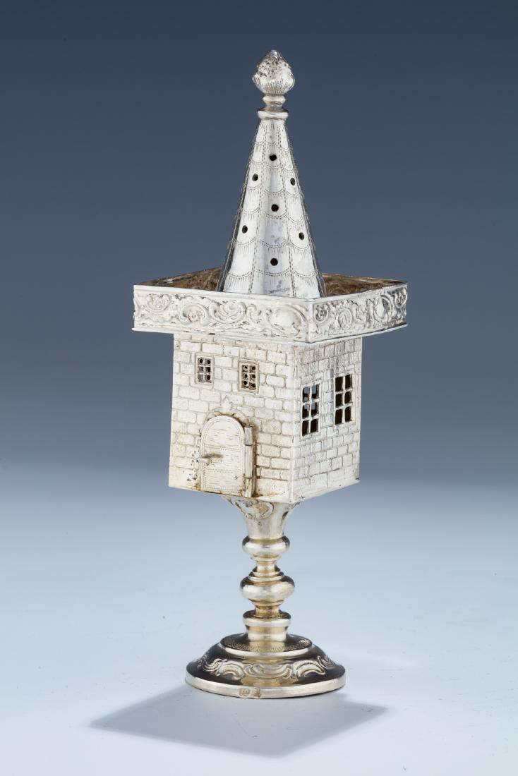 A SILVER SPICE TOWER. Germany, c. 1890. On round base (1 of 1)
