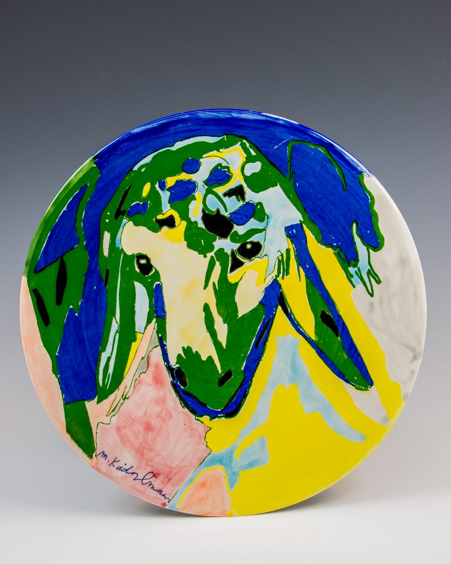 A HAND PAINTED CERAMIC DISH BY Menashe Kadishman (1 of 1)