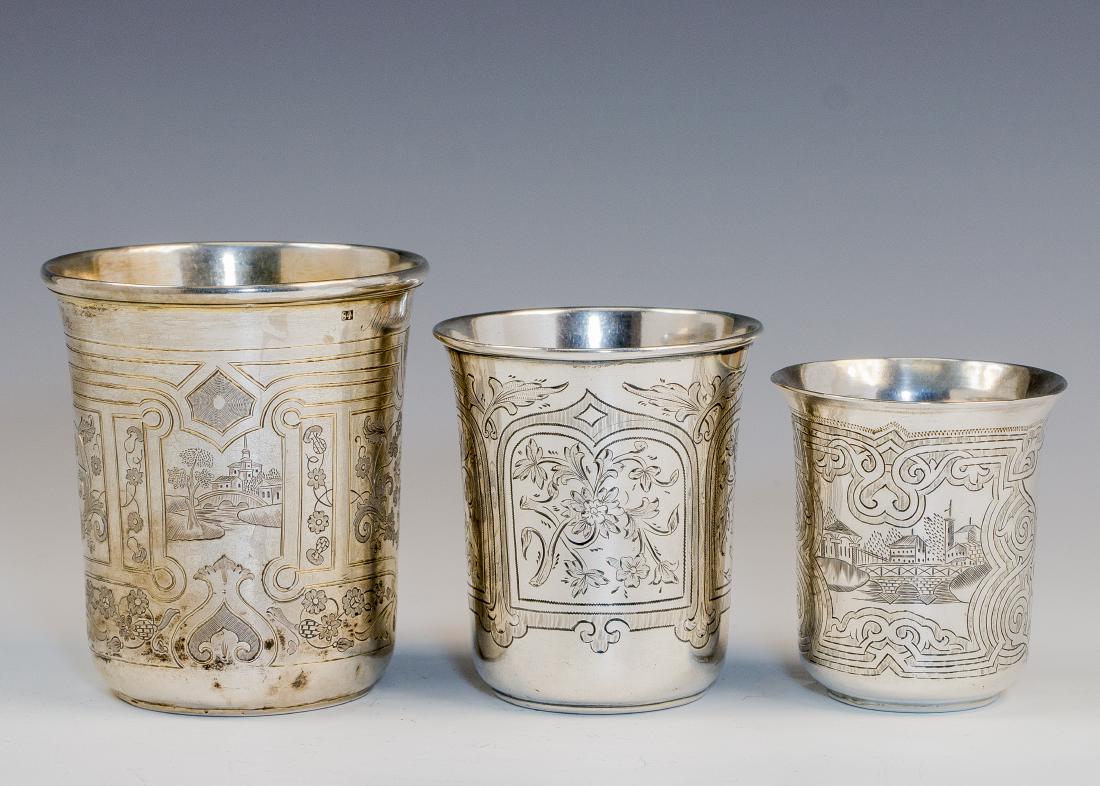 . THREE EXTREMELY LARGE SILVER BEAKERS. Russian, 19th (1 of 1)