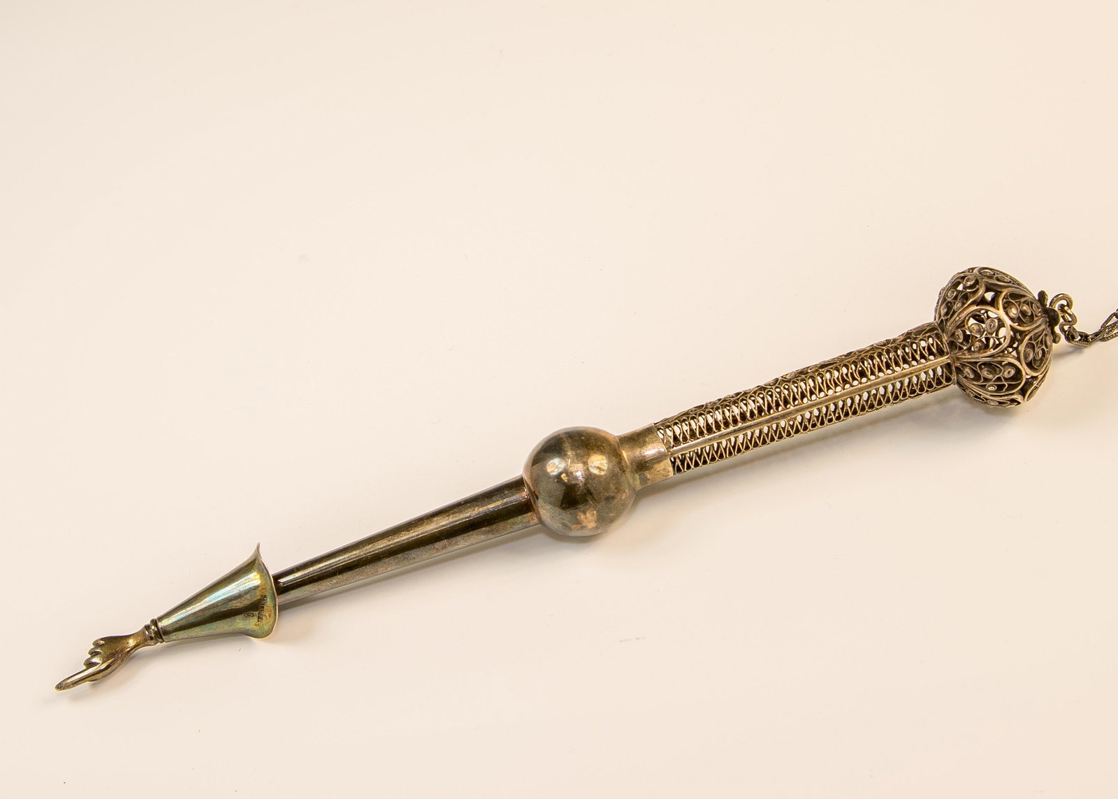 33. A LARGE SILVER TORAH POINTER. American, c. 1920. (1 of 1)