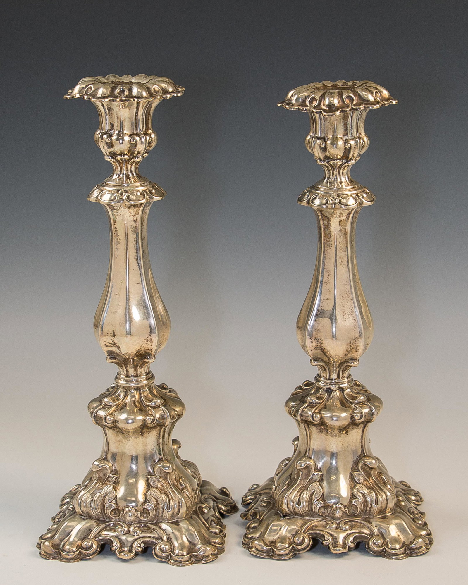 74. A PAIR OF SILVER SABBATH CANDLESTICKS. Germany, c. (1 of 1)
