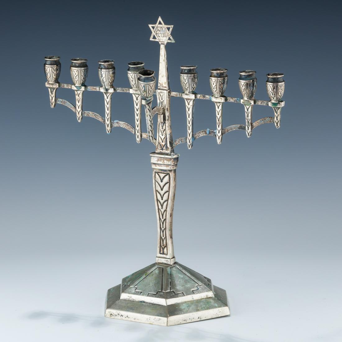 A SILVER HANUKKAH MENORAH. Germany (1 of 1)