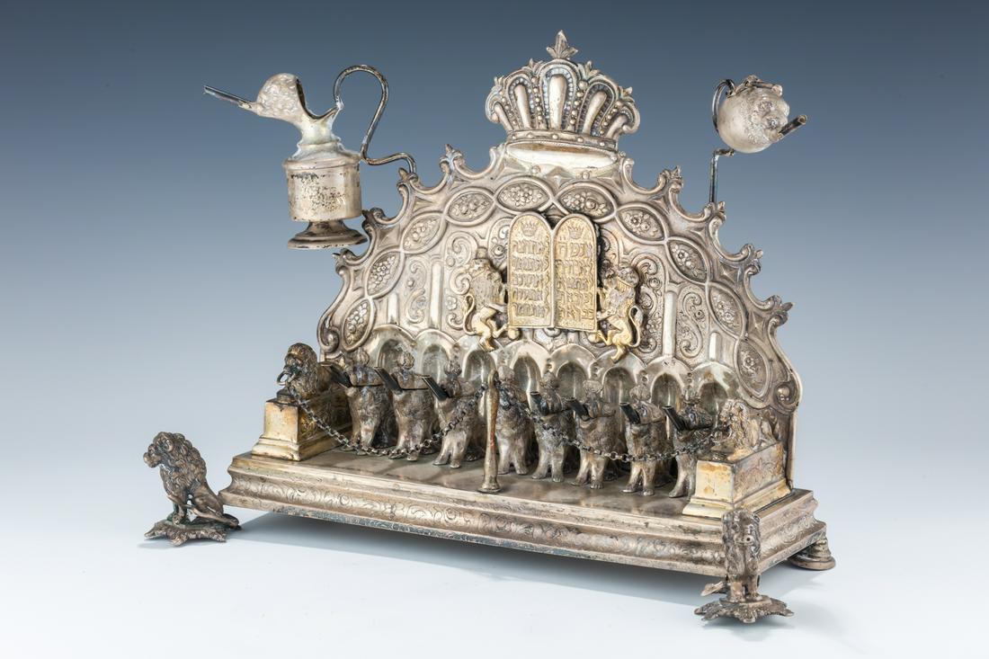 A LARGE SILVER HANUKKAH LAMP. Germany (1 of 1)