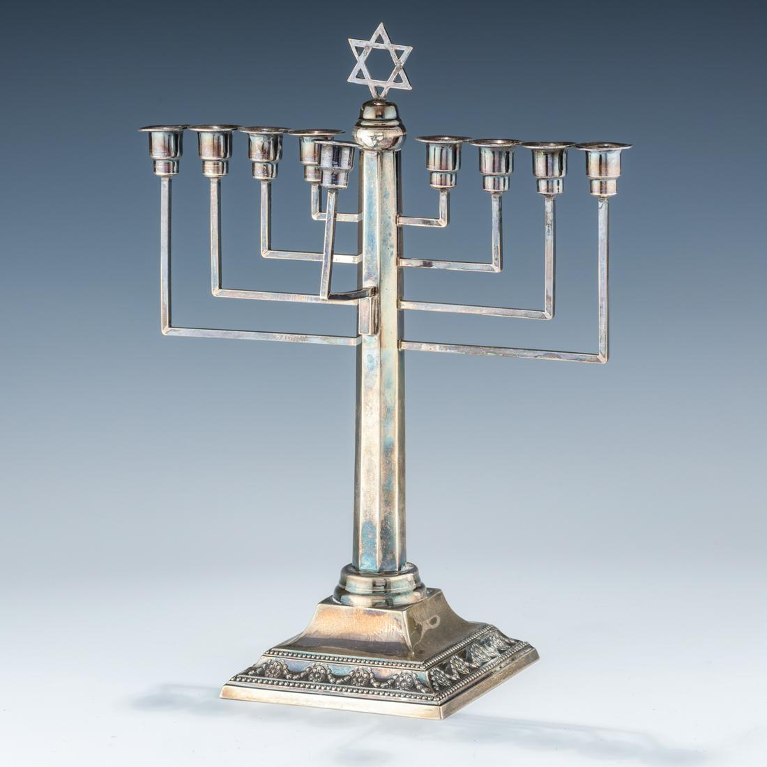 A STERLING SILVER HANUKKAH MENORAH BY MORRIS SALKIND. (1 of 1)