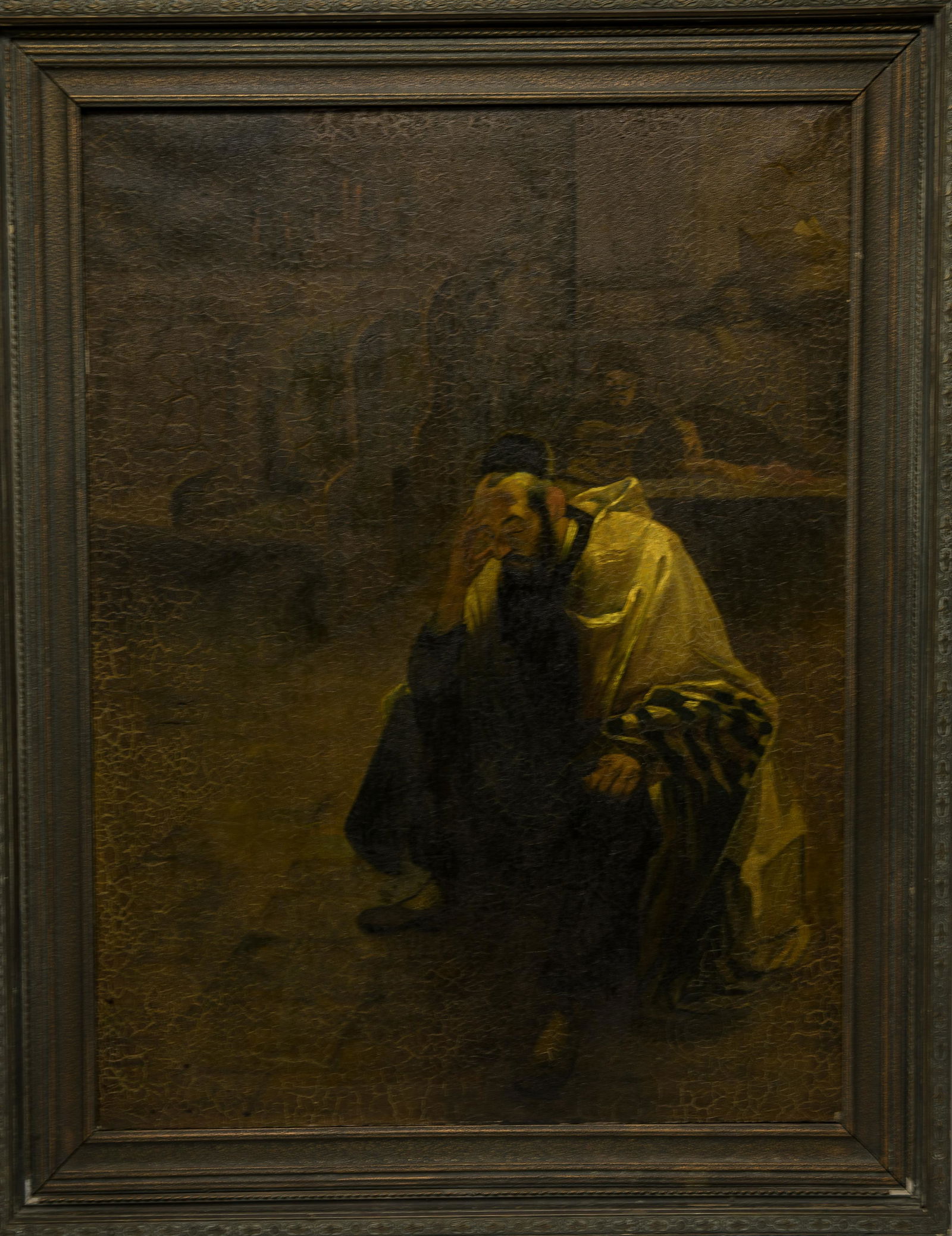 A MONUMENTAL OIL ON CANVAS OF A RABBI. Continental, c. (1 of 4)