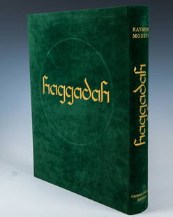 The Haggadah of the 5th Cup). Illustrated by Raymond: The Haggadah of the 5th Cup). Illustrated by Raymond Moretti (1931-2005), original calligraphy by Asher Amar. [Paris]: Editions Armand & Georges Israel, 1980. Text in Hebrew with French translation. 1