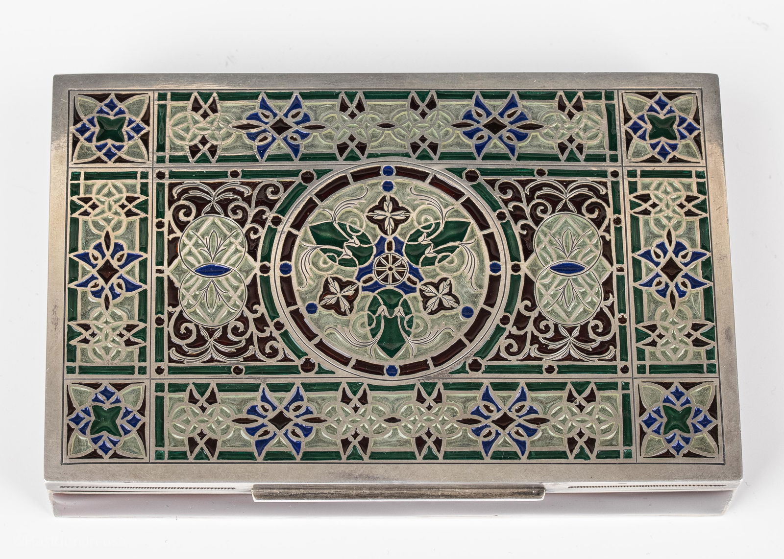 43. AN EARLY RUSSIAN SILVER AND ENAMEL BOX. Russian, c. (1 of 1)