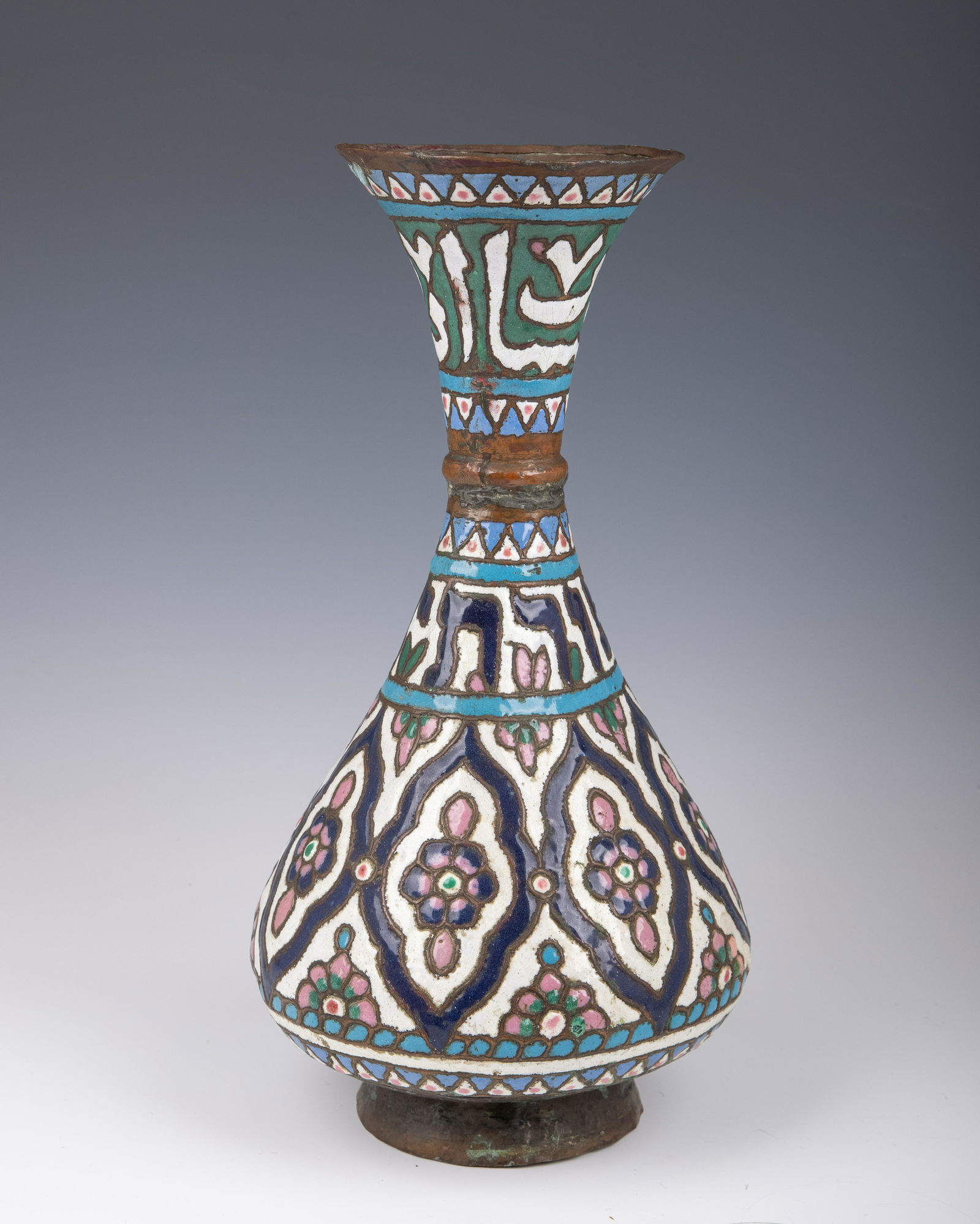 76. A PAINTED METAL VASE. Probably Syria, c. 1900. (1 of 1)