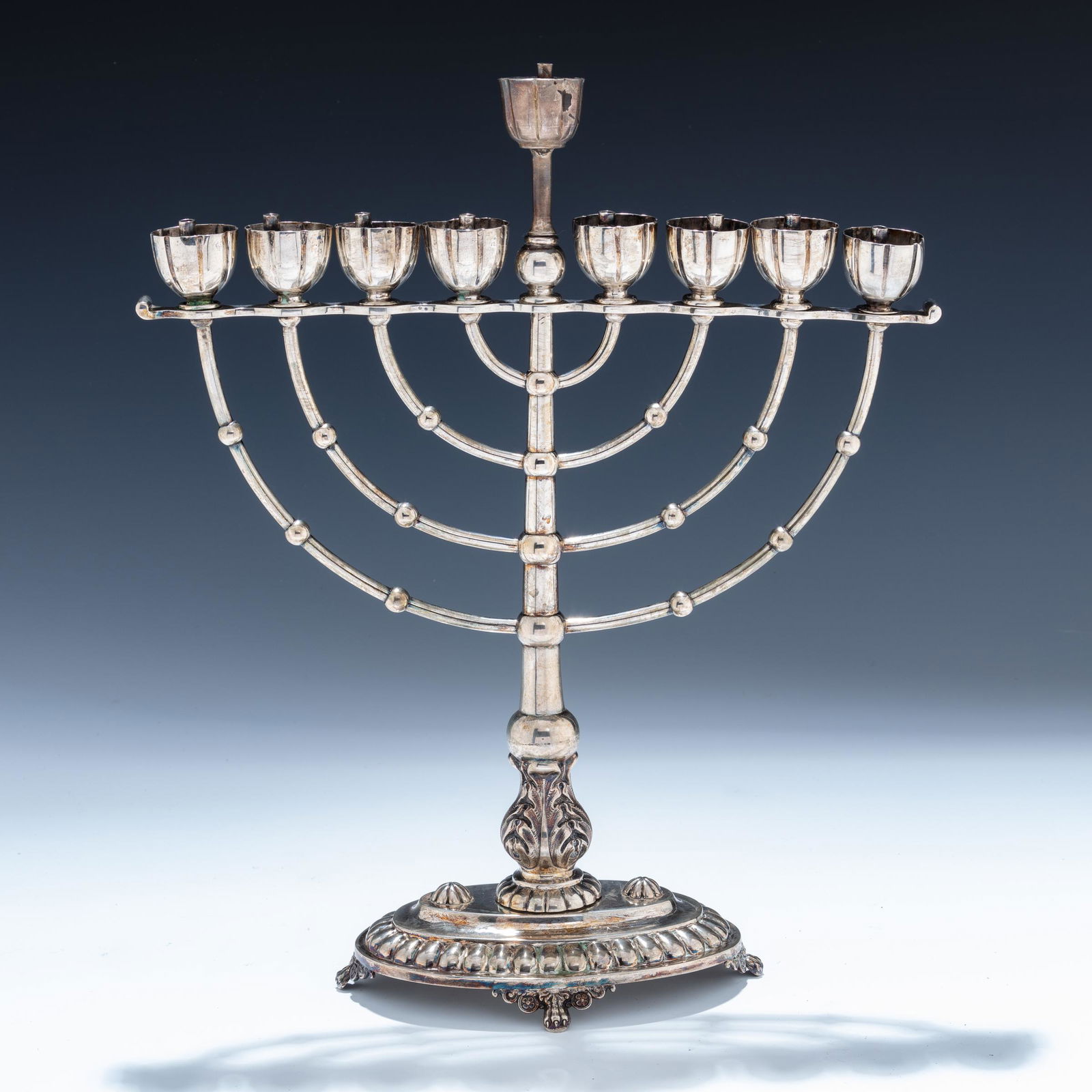 A LARGE SILVER MENORAH BY LAZARUS POSEN.  Frankfurt au (1 of 1)