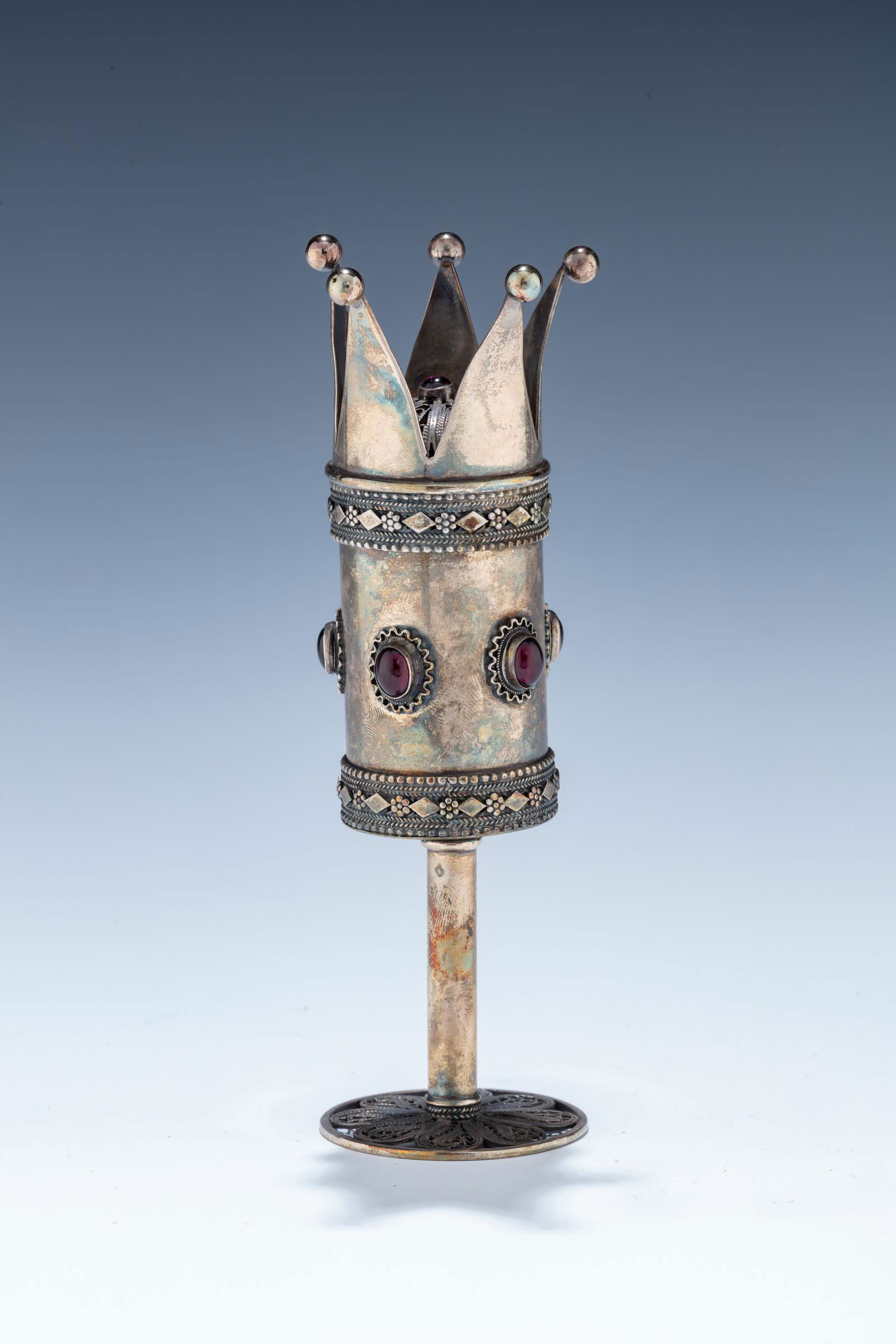 A STERLING SILVER SPICE TOWER.  Israel, c. 1990.  On a (1 of 1)