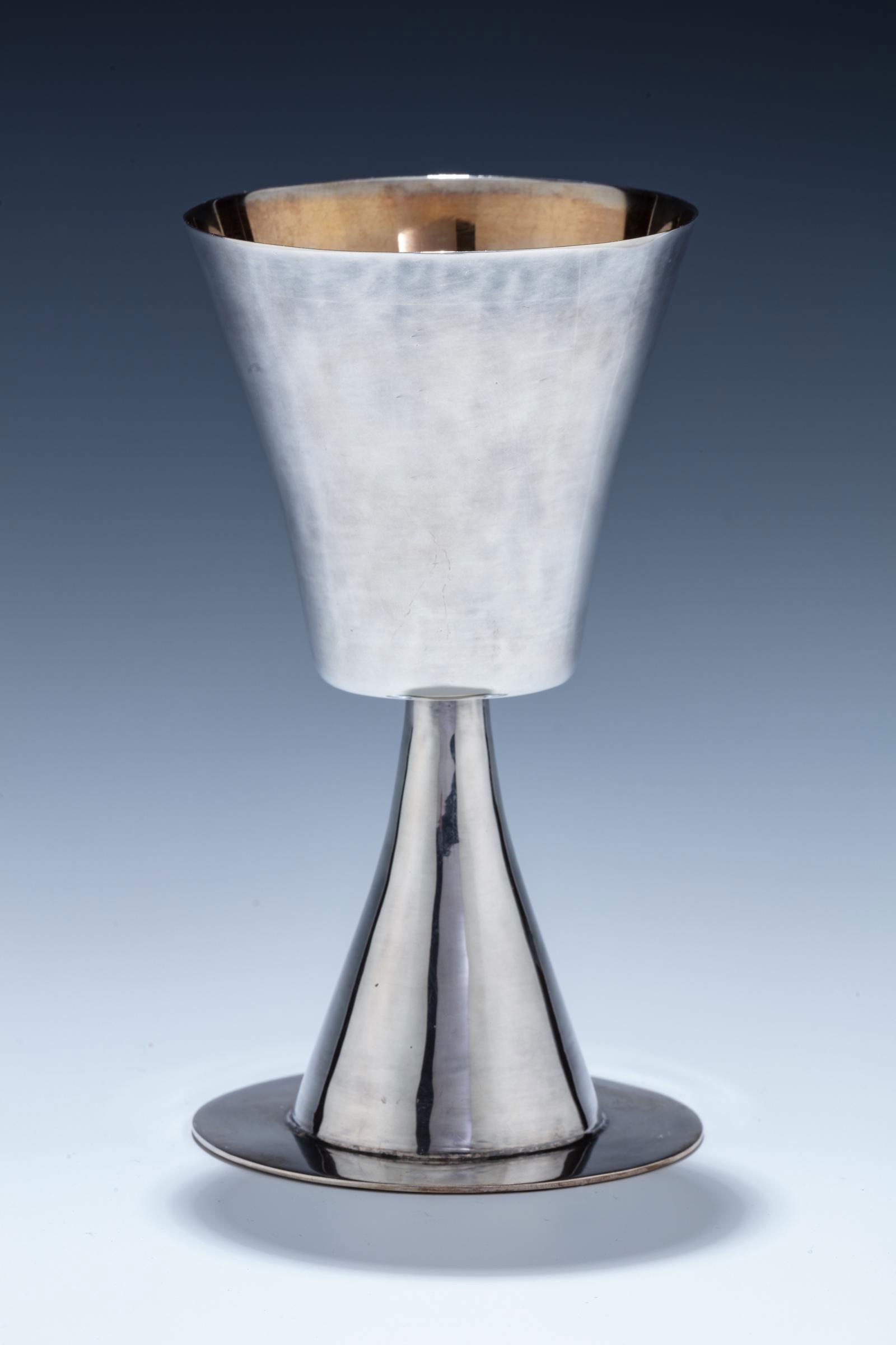 A LARGE STERLING SILVER KIDDUSH CUP BY HENRY PETZAL (1 of 9)