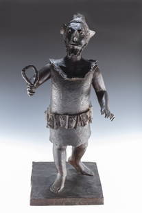 DAVID ARONSON. HIGH PRIEST. Bronze sculpture. 27” x: DAVID ARONSON. HIGH PRIEST. Bronze sculpture. 27" x 11". Signed.