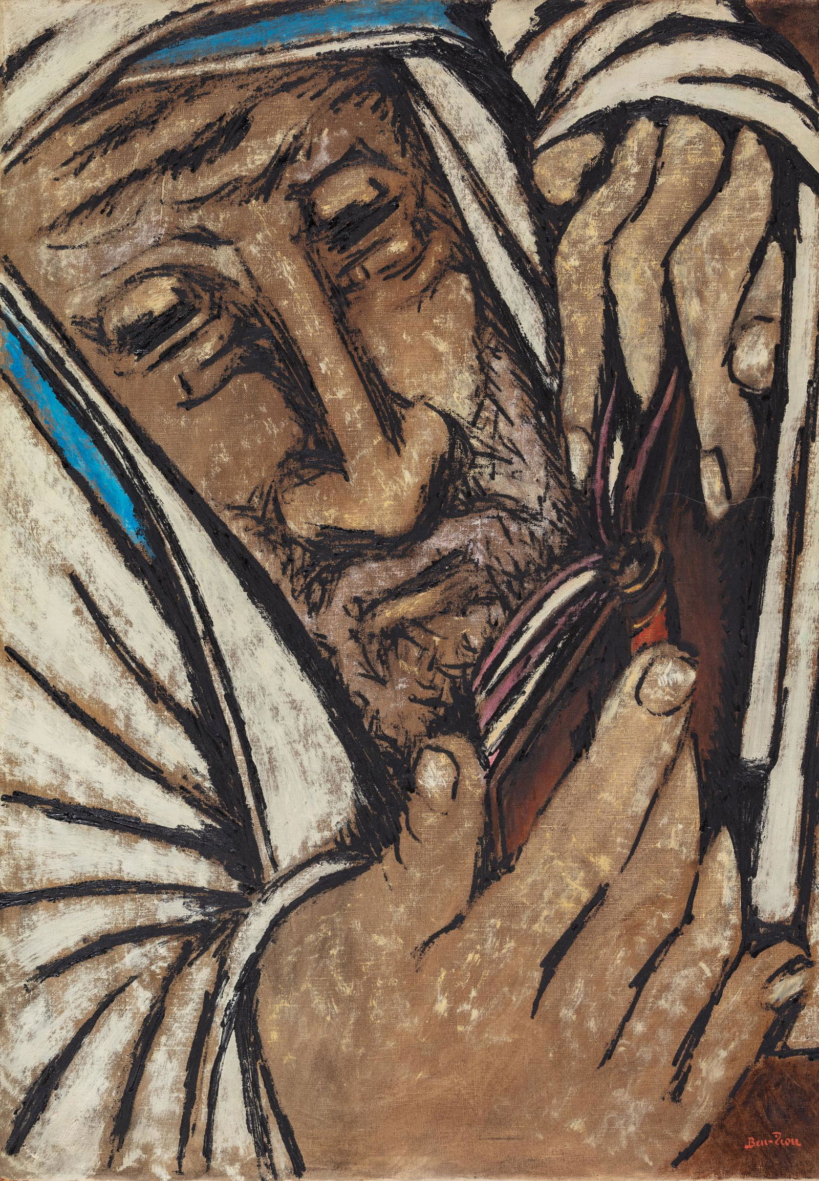 BEN ZION.  PRAYING JEW.  Oil on canvas. 43. 5” x 30”. (1 of 1)