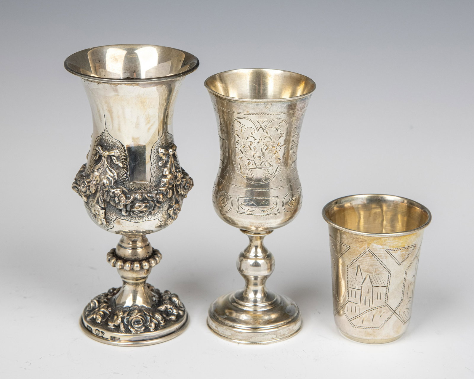 THREE SILVER KIDDUSH CUPS (1 of 1)