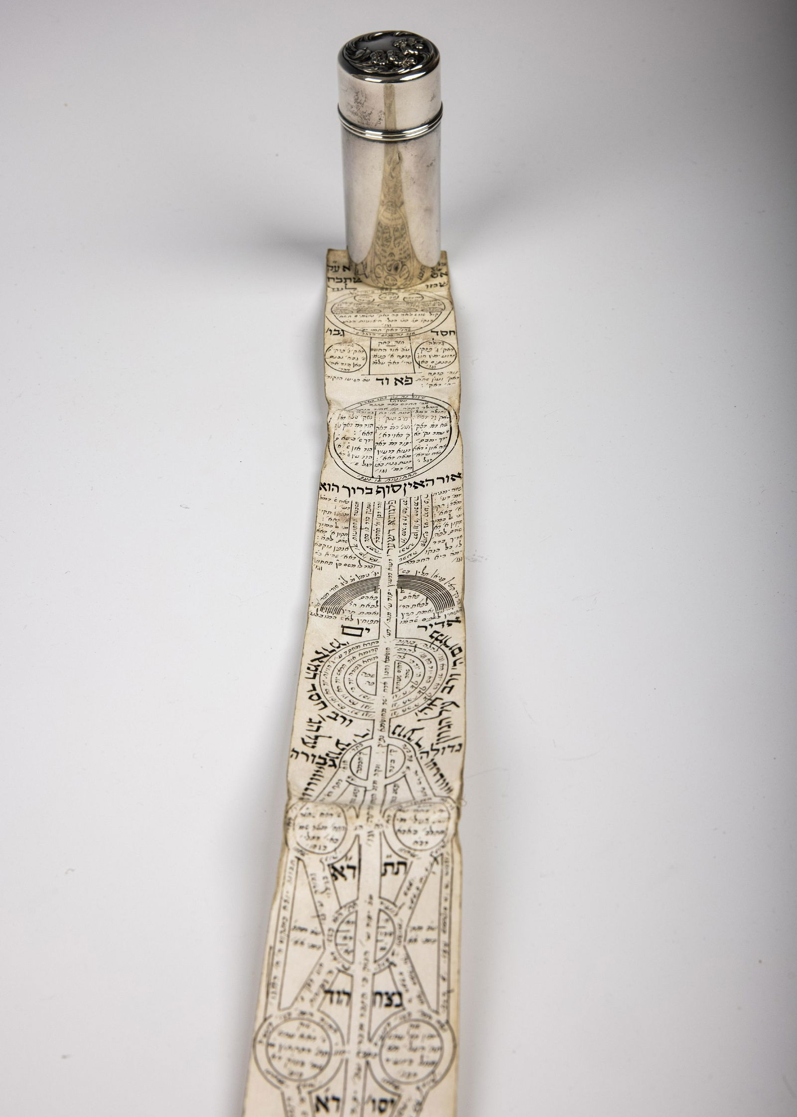 AN AMULET IN A STERLING SILVER CASE. Probably North Africa, the case by Whiting. A long amulet with (1 of 1)