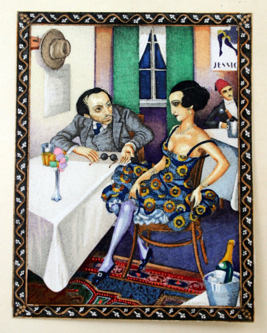 TWO ARTHUR SZYK PRINTS. Probably United States, c.: TWO ARTHUR SZYK PRINTS. Probably United States, c. 1950. Silk prints. Each one 3.4" x 2.7".