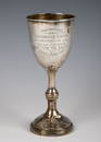 A LARGE STERLING SILVER KIDDUSH CUP BY MORRIS SALKIND