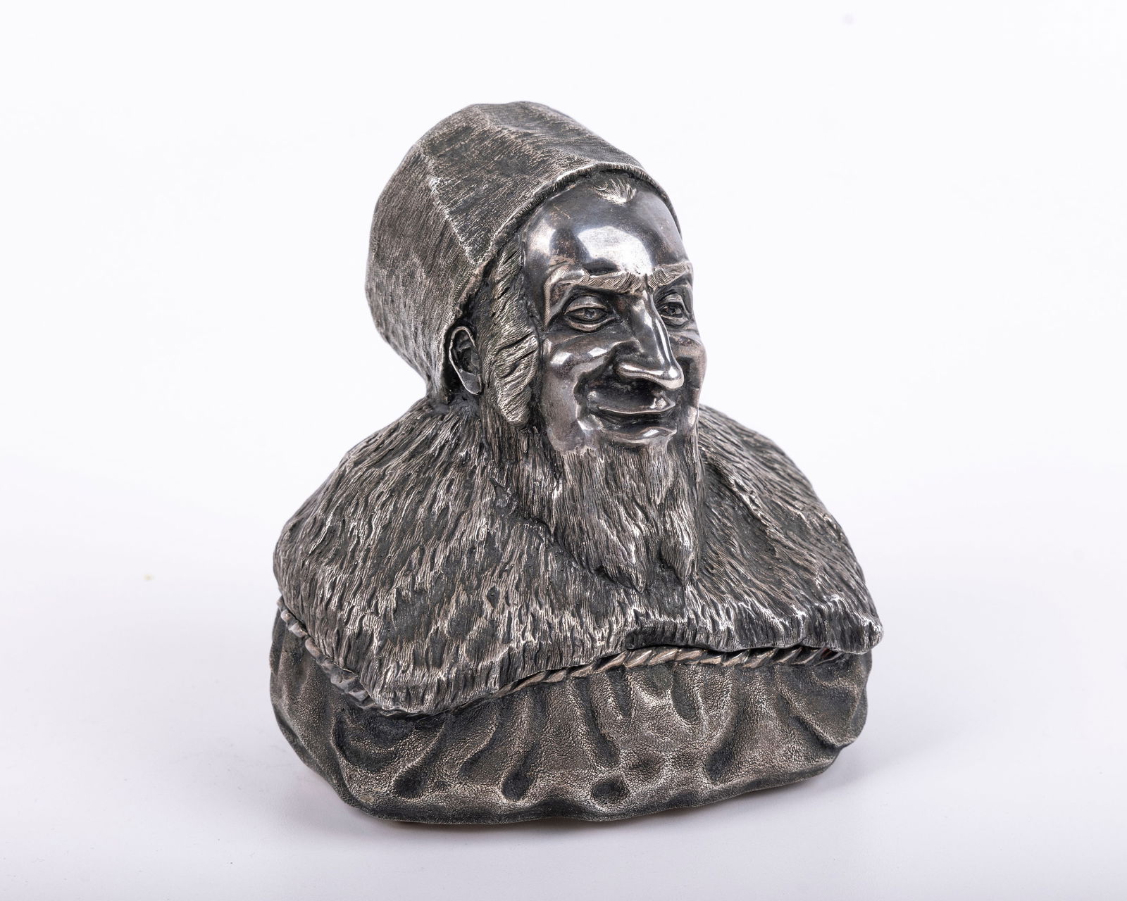 AN ANTI-SEMITIC SILVER CHARITY CONTAINER. Probably Russian, 20th century. In the shape of a Hasidic (1 of 1)