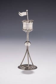 AN EARLY SILVER SPICE CONTAINER. Poland or Ukraine, c.1800. On a round base with solid silver mixed (1 of 1)