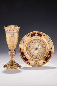 A MAGNIFICENT 18K GOLD PASSOVER GOBLET BY YAAKOV DAVIDOFF. Israel, c.2000. Handcrafted from 1553 (1 of 4)