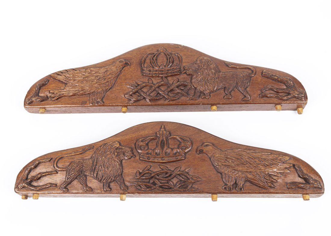TWO WOOD CARVINGS FROM A VINTAGE BIMA (1 of 4)