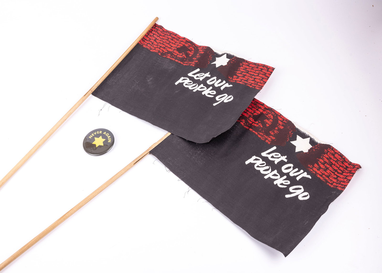 TWO SOVIET JEWRY FLAGS & A PIN (1 of 1)