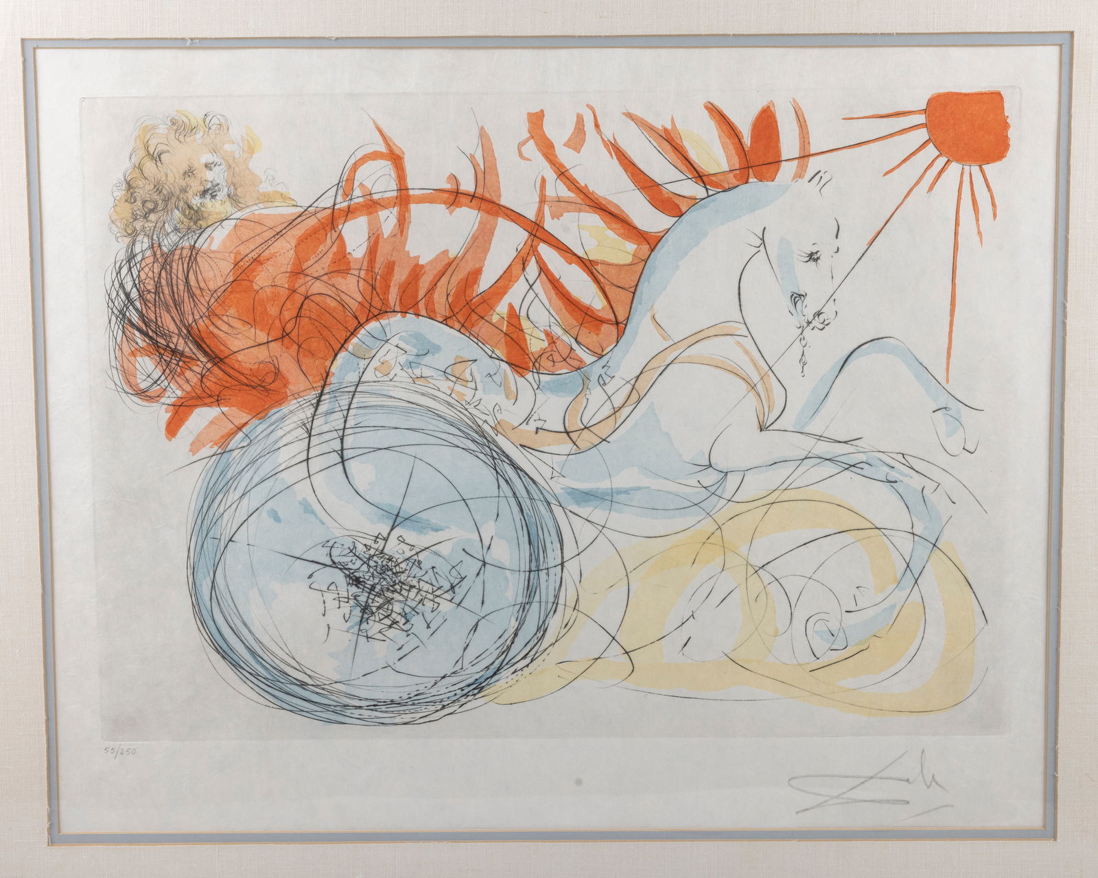Salvador Dali. "Elijah And The Chariot." Colored Etching. Signed In Pencil And 55/250. Framed (1 of 1)