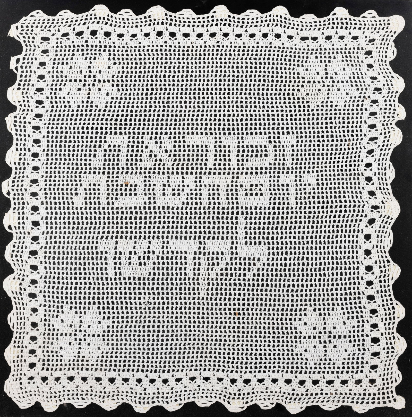 A LARGE FRAMED CHALLAH COVER. Continental, 19th century. 26” x 26”.: A LARGE FRAMED CHALLAH COVER. Continental, 19th century. 26” x 26”.