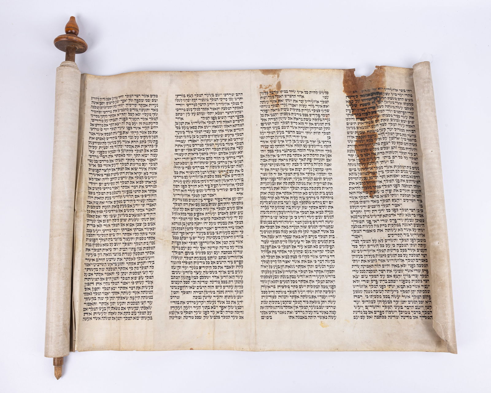 A LARGE MEGILLAT ESTHER ON KLAF. Poland, c. 1900  Written in Ashkenaz Beis Yosef Ksav  Large stain (1 of 1)
