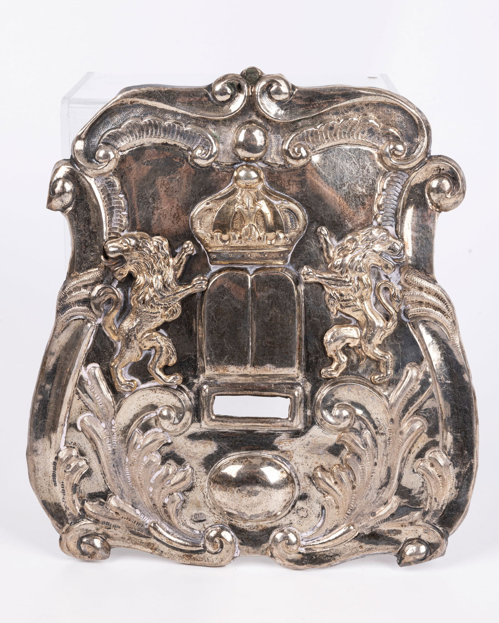 A SILVER TORAH SHIELD. Vienna, c.1900. Traditional form.. Decorated with a curtain, a crown, two (1 of 1)