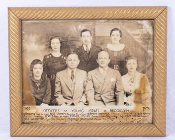 A LARGE PICTURE OF THE OFFICERS OF THE YOUNG ISRAEL OF BROOKLYN. New York, 1936. A black and white