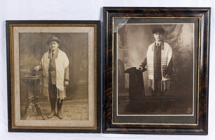 THREE EARLY LARGE PHOTOGRAPHS OF BAR MITZVAH BOYS. New York, c. 1920. A lovely type 1 photographs of