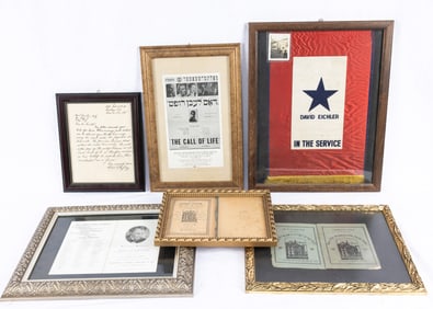 A GROUP OF JUDAICA WALL HANGINGS. American, c. 1900. Including an early framed selichot from New