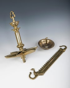 A LARGE BRONZE JUDENSTERN. Germany, c. 1800. Star shaped oil holders with original parts and