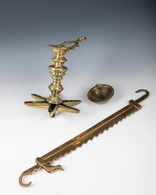 A LARGE BRONZE JUDENSTERN. Germany, c. 1800. Star shaped oil holders with original parts and