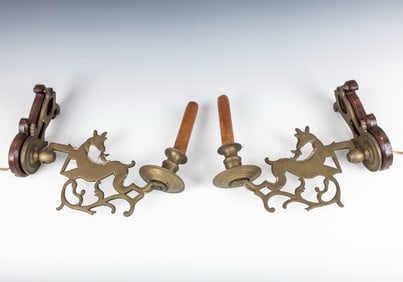 A PAIR OF EARLY WALL SCONCES. Poland, c. 1800. In the shape of stags mounted to the wall. Now